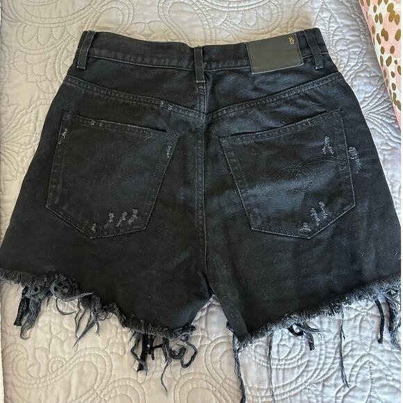R13 Black Sequin Fringe Jean Shorts - Picture 7 of 11